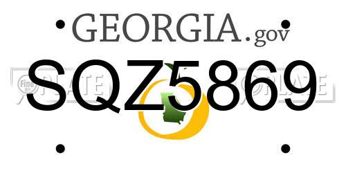 SQZ5869 Georgia License Plate