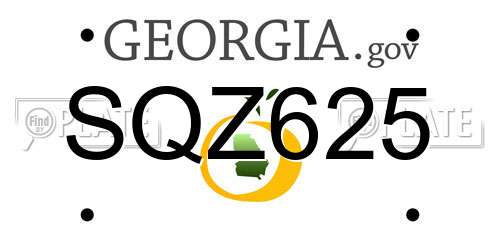 SQZ625 Georgia License Plate