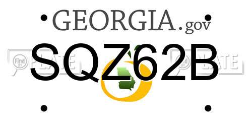 SQZ62B Georgia License Plate