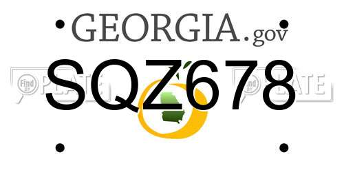SQZ678 Georgia License Plate