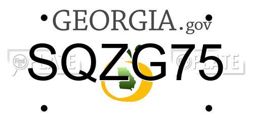 SQZG75 Georgia License Plate