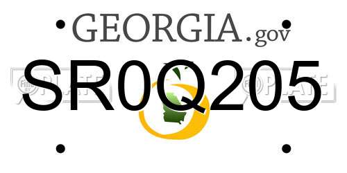SR0Q205 Georgia License Plate