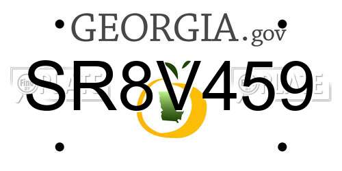 SR8V459 Georgia License Plate