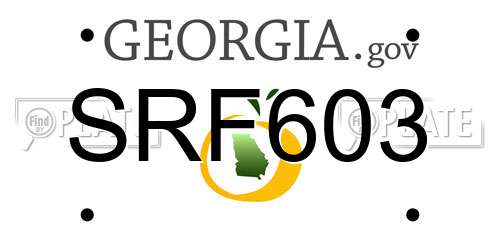 SRF603 Georgia License Plate
