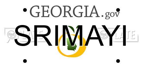 SRIMAYI Georgia License Plate