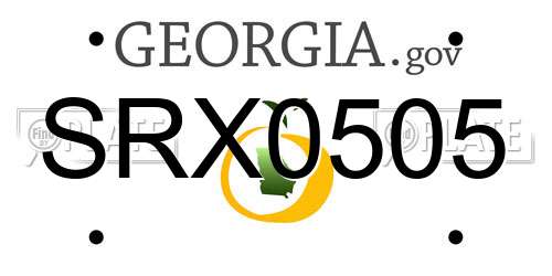 SRX0505 Georgia License Plate