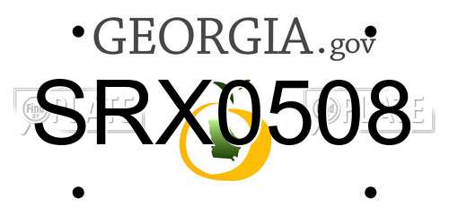 SRX0508 Georgia License Plate