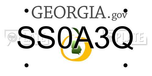 SS0A3Q Georgia License Plate