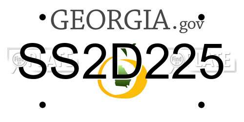 SS2D225 Georgia License Plate