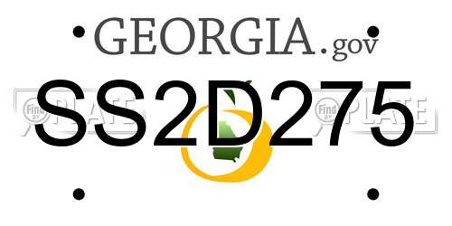 SS2D275 Georgia License Plate