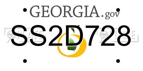 SS2D728 Georgia License Plate