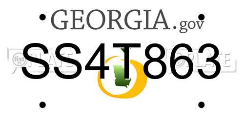 SS4T863 Georgia License Plate