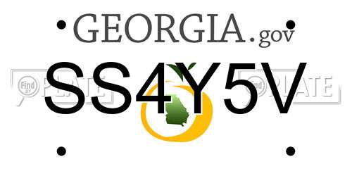 SS4Y5V Georgia License Plate
