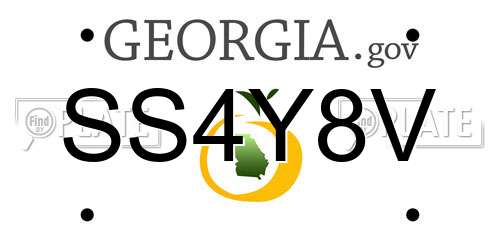SS4Y8V Georgia License Plate