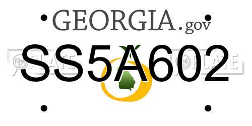SS5A602 Georgia License Plate