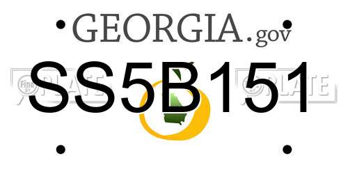 SS5B151 Georgia License Plate