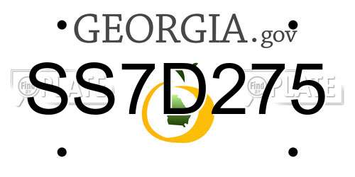 SS7D275 Georgia License Plate