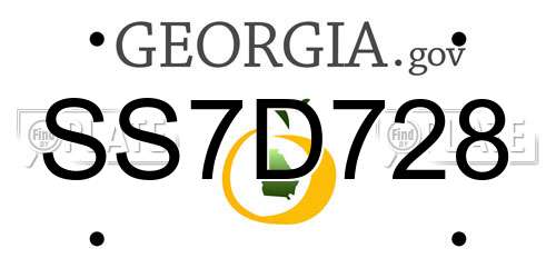 SS7D728 Georgia License Plate