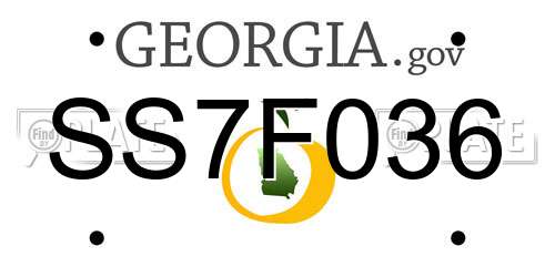 SS7F036 Georgia License Plate