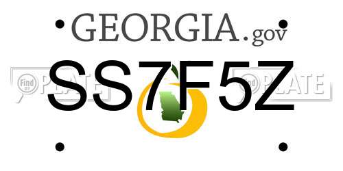 SS7F5Z Georgia License Plate