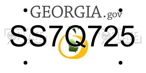 SS7Q725 Georgia License Plate
