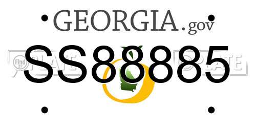 SS88885 Georgia License Plate