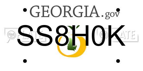 SS8H0K Georgia License Plate