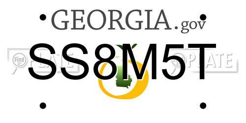 SS8M5T Georgia License Plate