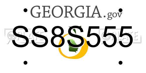 SS8S555 Georgia License Plate