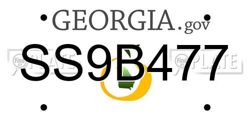 SS9B477 Georgia License Plate