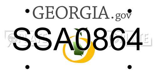 SSA0864 Georgia License Plate