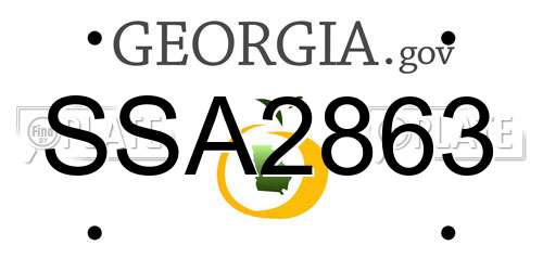 SSA2863 Georgia License Plate