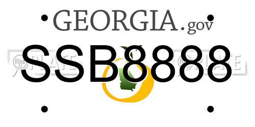 SSB8888 Georgia License Plate