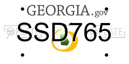 SSD765 Georgia License Plate