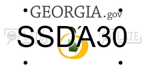 SSDA30 Georgia License Plate
