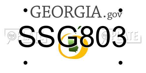 SSG803 Georgia License Plate