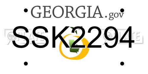 SSK2294 Georgia License Plate