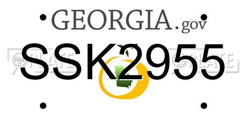 SSK2955 Georgia License Plate