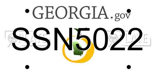 SSN5022 Georgia License Plate