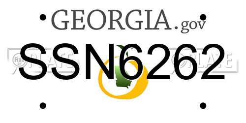 SSN6262 Georgia License Plate