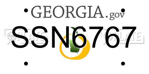 SSN6767 Georgia License Plate