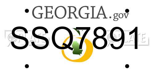 SSQ7891 Georgia License Plate