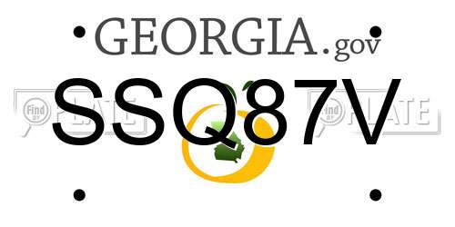 SSQ87V Georgia License Plate