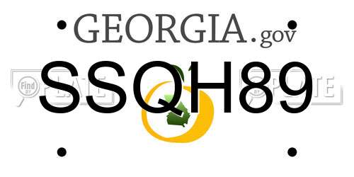 SSQH89 Georgia License Plate