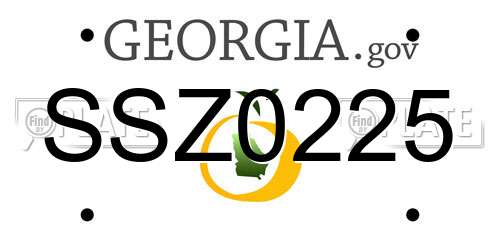 SSZ0225 Georgia License Plate