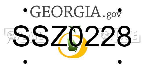 SSZ0228 Georgia License Plate