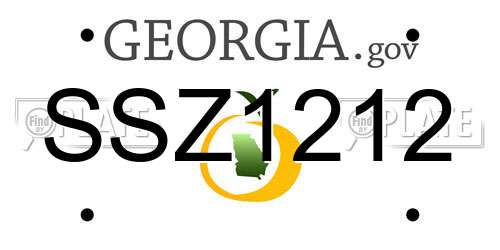 SSZ1212 Georgia License Plate