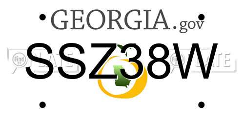 SSZ38W Georgia License Plate