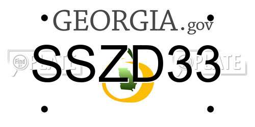 SSZD33 Georgia License Plate