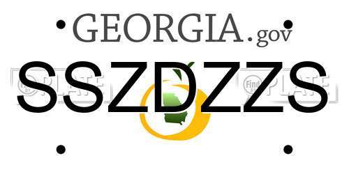 SSZDZZS Georgia License Plate
